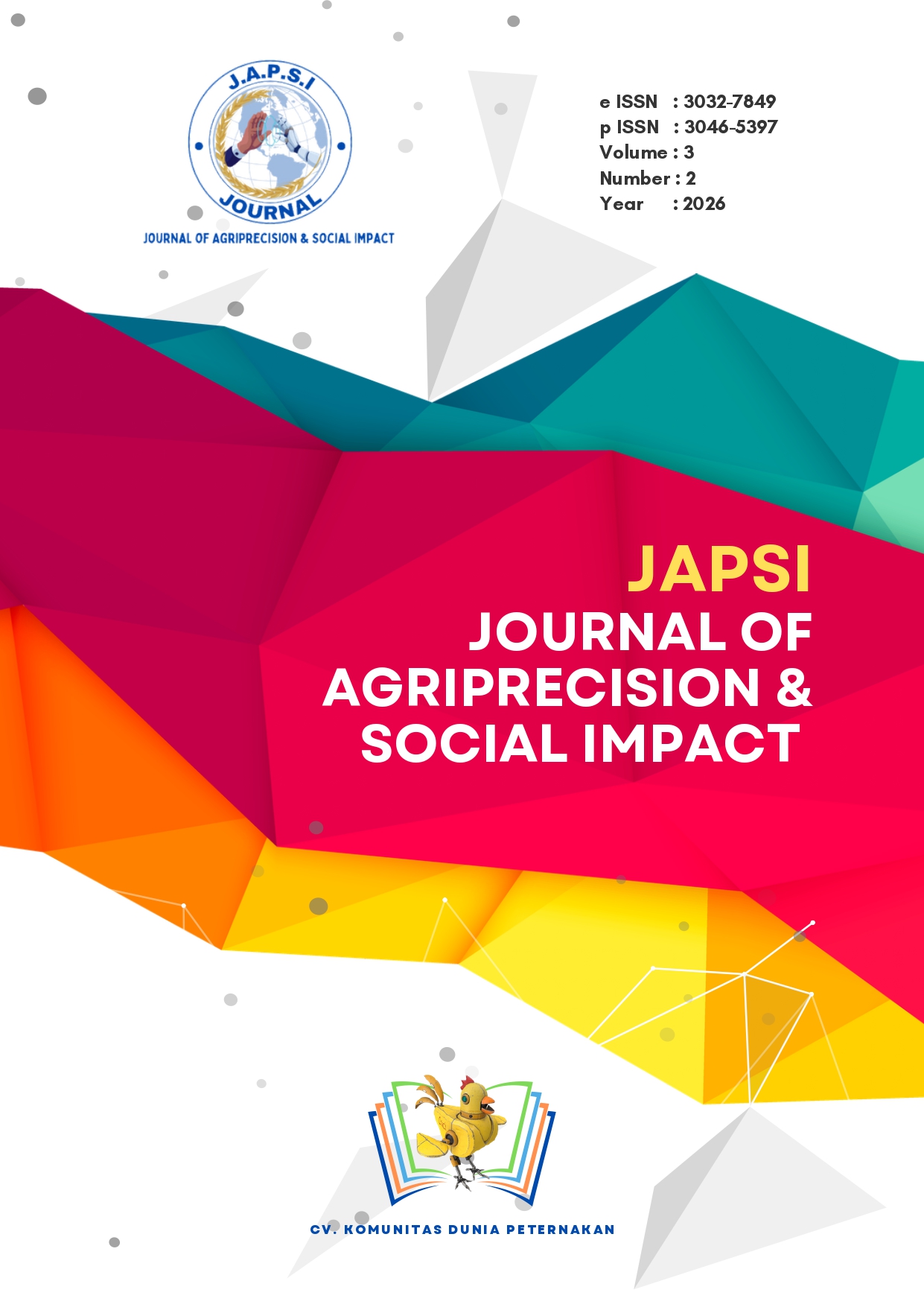					View Vol. 3 No. 2 (2026): July: JAPSI (Journal of Agriprecision & Social Impact)
				